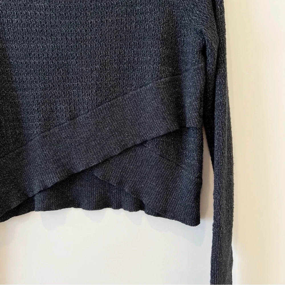 Free People Boho Wrap Sweater Womens Charcoal Funnel Neck Pullover Small - Picture 6 of 10